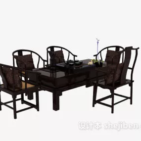 Chinese Style Wood Dining Table 3d model