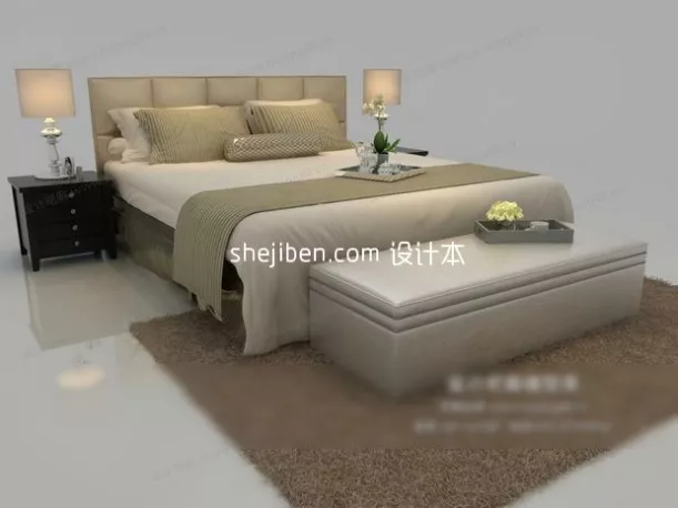 Single Bed With Drawer Furniture 3d model