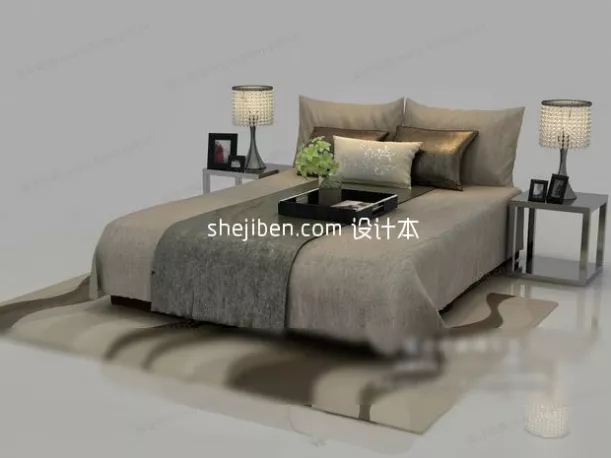 Upholstered Platform Bed 3d model
