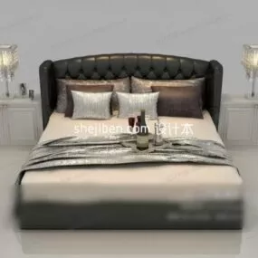 European Double Bed Set V1 3d model
