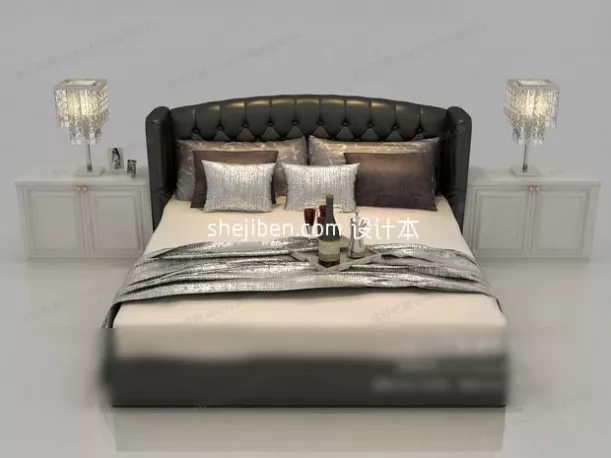 Bedroom With Cabinet Bed 3d model