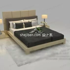 Double Bed Set Modern Style 3d model