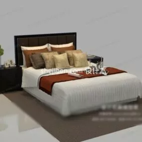 Double Bed Upholstered Style 3d model