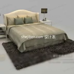 Double Bed European Furniture 3d model