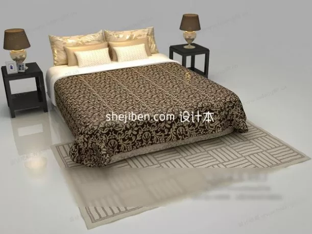 Rattan Bed Circular Shape 3d model