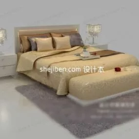 Double Bed Beige Mattress 3d model