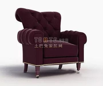 Grey Fabric Block Armchair 3d model