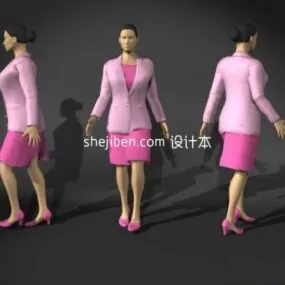Girl In Pink Clothes Character 3d model