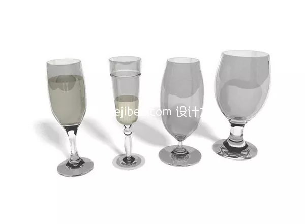 Glassware With Candles Decoration 3d model