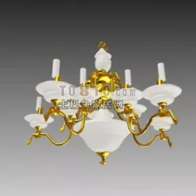 Classic European Golden Chandelier 3d model