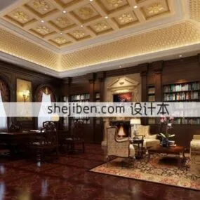 European Classic Living Room Interior V2 3d model