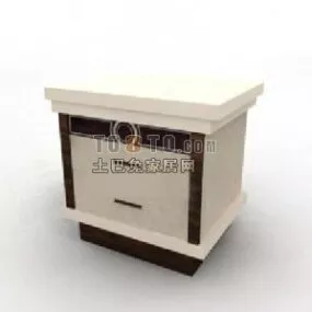 Modern Bedside Table White Painted 3d model