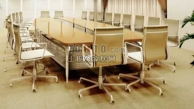 Conference Room Set With Table And Chairs 3d model