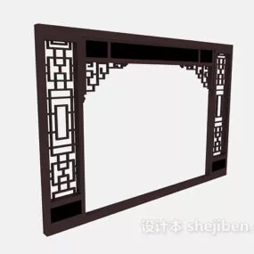 Chinese Wood Partition Wall 3d model