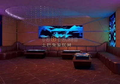 Night Bar With Lighting Decoration 3d model