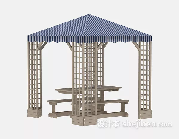 Bus Station Building Red Steel Structure 3d model