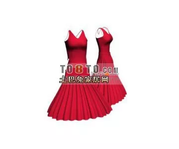 Women Dress Red Color 3d model Women Dress Red Color 3d model