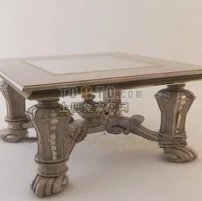 European Wood Table Carving Style 3d model
