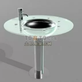 Bathroom Circle Washbasin With Chrome Tap 3d model