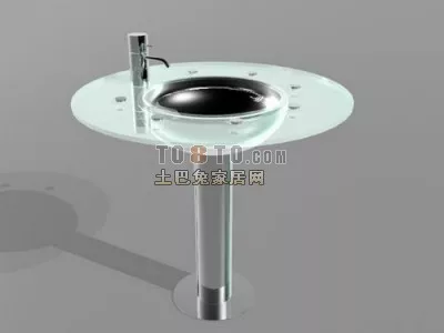Washbasin With Rectangle Mirror 3d model