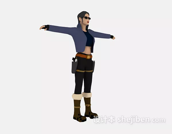 Japanese Man Warrior Character With Sword Weapon 3d model