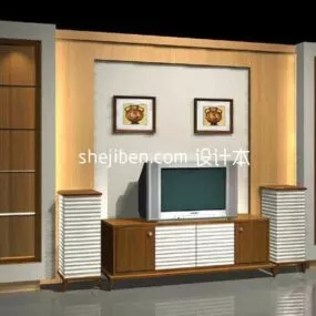 Cabinet Classic With Old Television 3d model