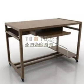 Wood Computer Desk Simple Style 3d model