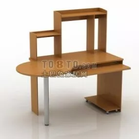 Computer Desk With Bookcase 3d model