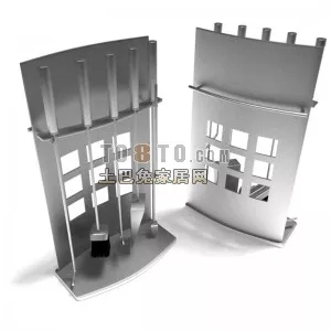 Tall Wooden Kitchen Cupboard 3d model