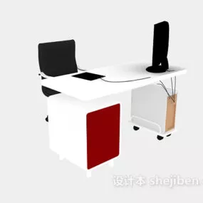 Computer Desk With Chair And Lcd 3d model