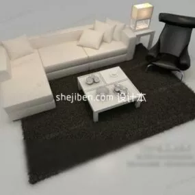 Modern Minimalist Sofa With Table Rug 3d model