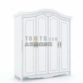 European Antique Wardrobe White Painted 3d model