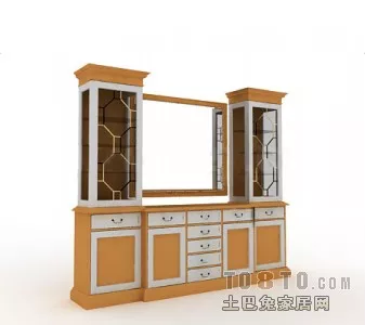 Side Cabinet Wooden Grey Material 3d model