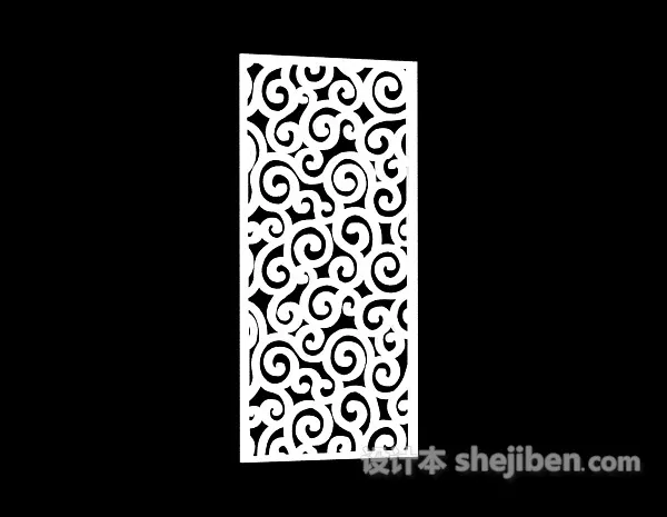 Carved Pattern Screen Divider 3d model