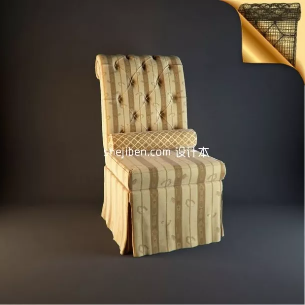 Wooden Foldable Chair Curved Back 3d model