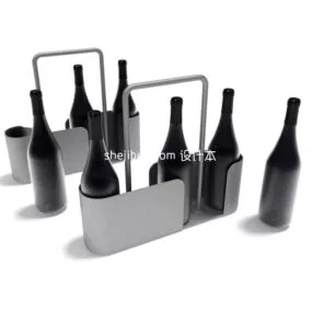 Wine Bottle With Holder 3d model