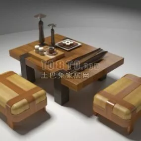 The Coffee Table With Tableware 3d model