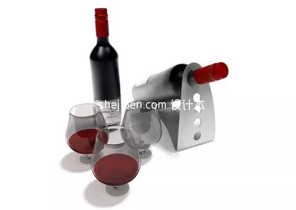 Red Painted Kitchen Cabinet Design 3d model