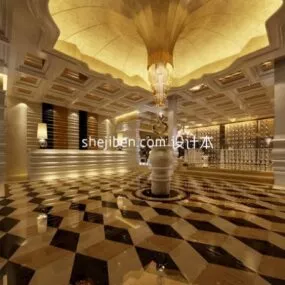 Hotel Luxury Hall Interior 3d model