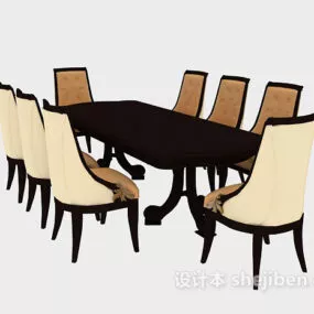 Classic European Table And Chair Set 3d model