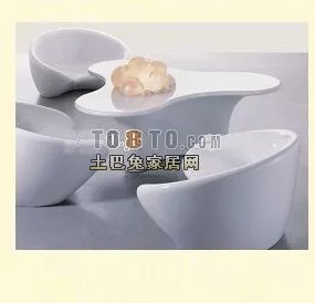 Modern Stylized Sofa Chair Table 3d model