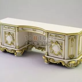 European White Wood Classic Desk 3d model