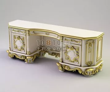 Console Desk Oak Walnut 3d model