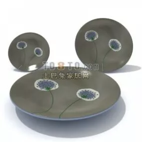 Art Plate Brown Painting Color 3d model
