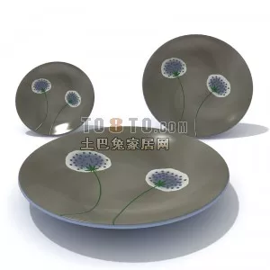 Food Plate With Nuts And Fruits 3d model