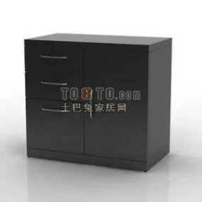 Low Cabinet Black Wood 3d model