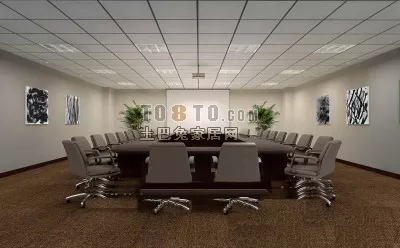 Conference Table With Eight Chairs 3d model