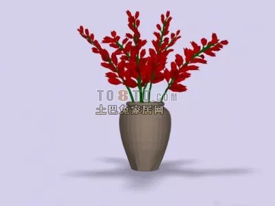 Potted Red Flower Plant 3d model Potted Red Flower Plant 3d model