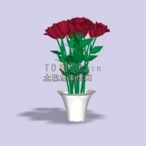 Rose Potted Flower 3d model