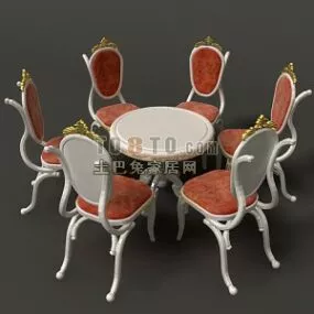 European Dining Table Set 3d model